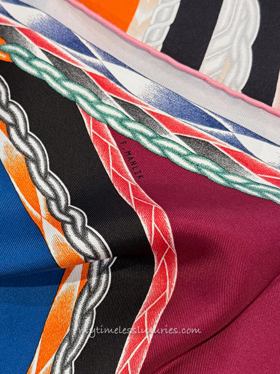 HERMES 'Robe du Soir' Silk Twill 90 Scarf Gris Perle *New