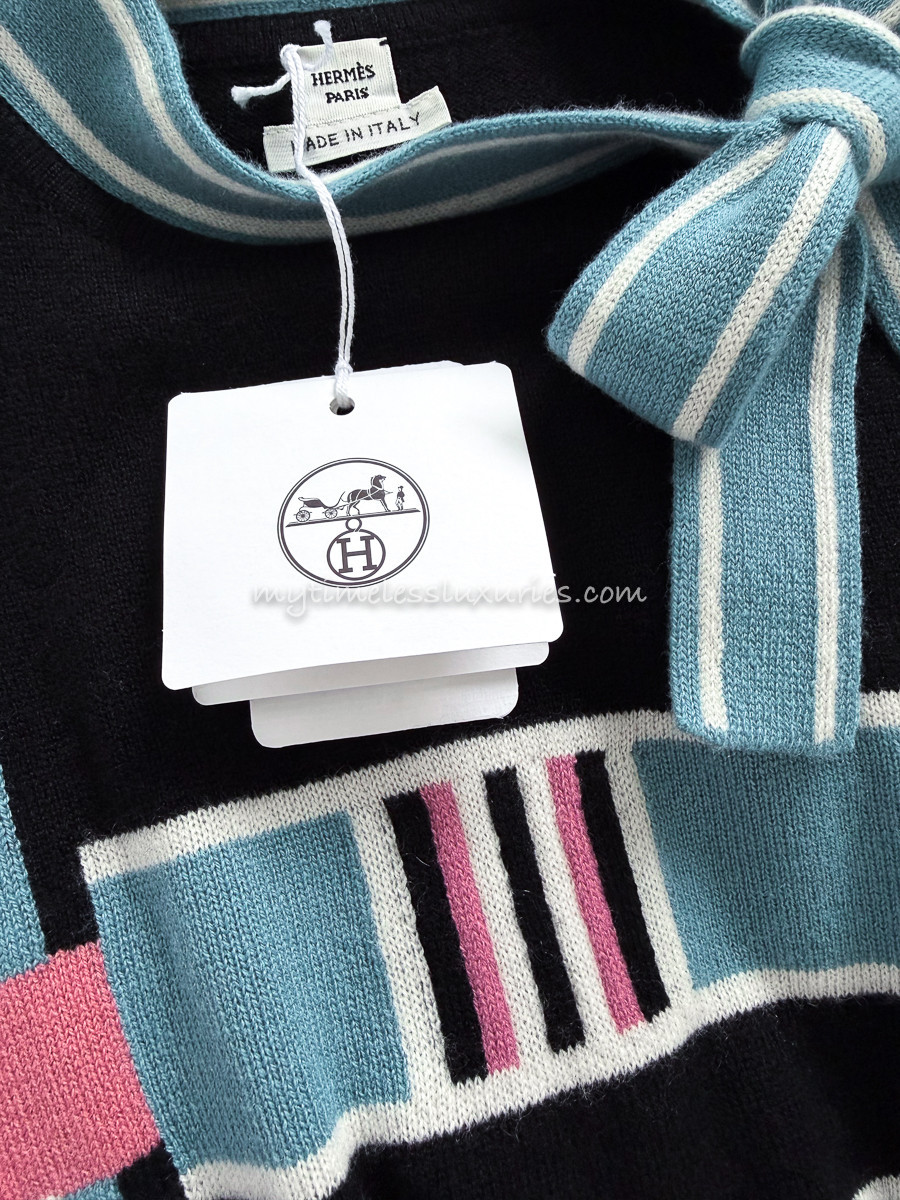 HERMES Lettres Equestres Cashmere Sweater 34 *New - Timeless Luxuries