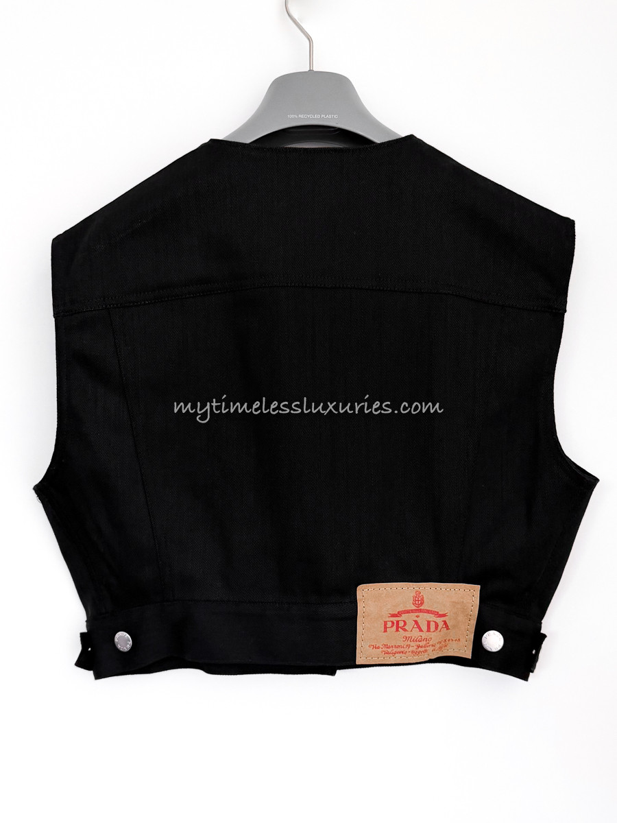 PRADA Black Stretch Denim Vest S *New - Timeless Luxuries