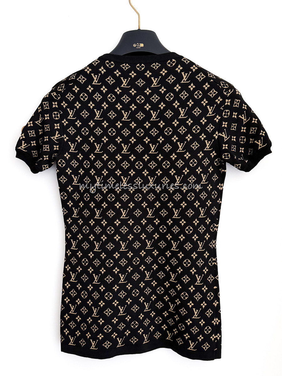 LOUIS VUITTON Monogram Jacquard Knit Top XS - Timeless Luxuries