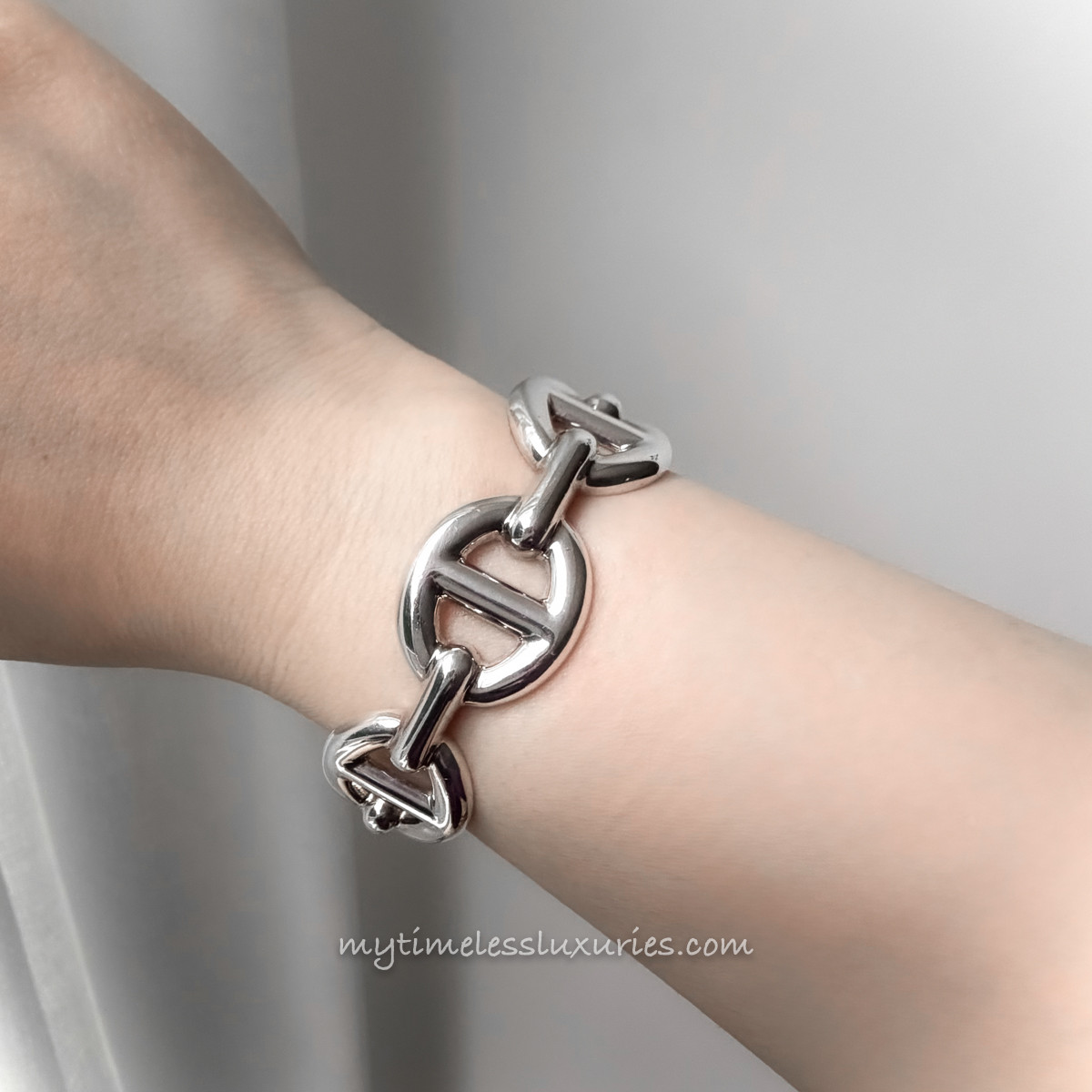 HERMES Chaine d'Ancre Enchainee Large Sterling Silver Bracelet SH