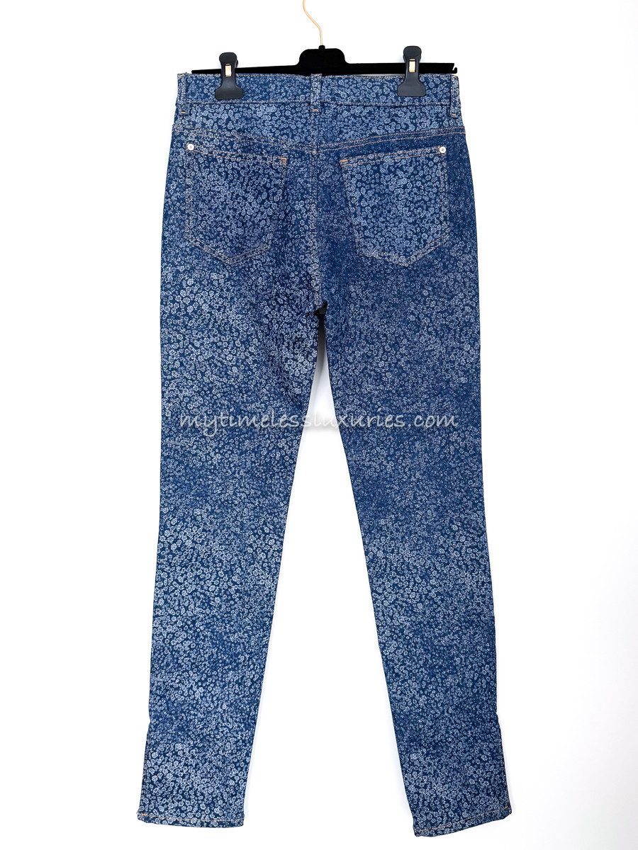 CHANEL 21B CC Camellia Print Ankle Zip Jeans 38 *New - Timeless