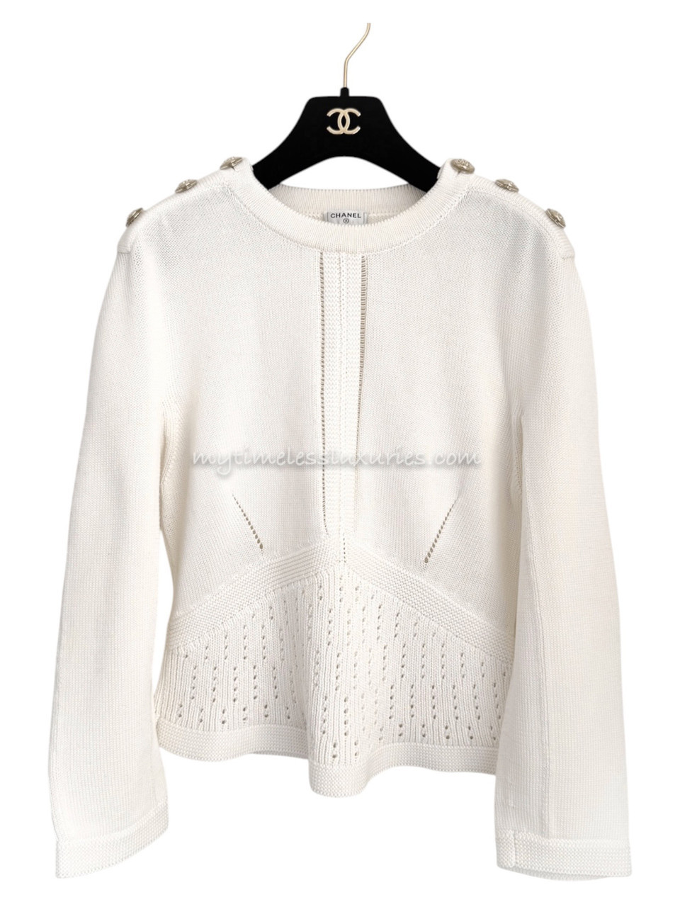 CHANEL 21C Cotton Pullover CC Buttons 36 - Timeless Luxuries