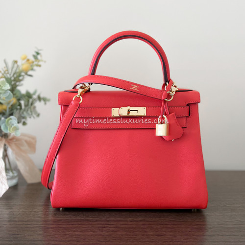 HERMES Kelly 28 Sellier Rose Azalee Epsom GHW *New - Timeless Luxuries