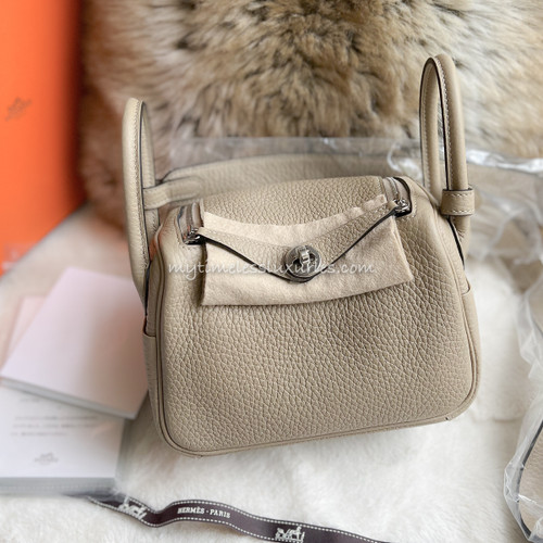 HERMES Mini Lindy Clemence Gris Etain PHW *New - Timeless Luxuries