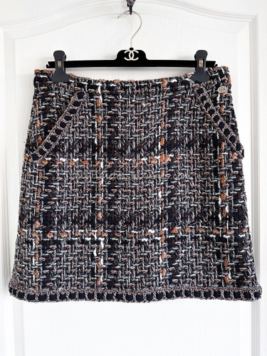 Vtg CHANEL Boutique Pencil Skirt Navy Back button 36 0 2 xs high waist silk  ?