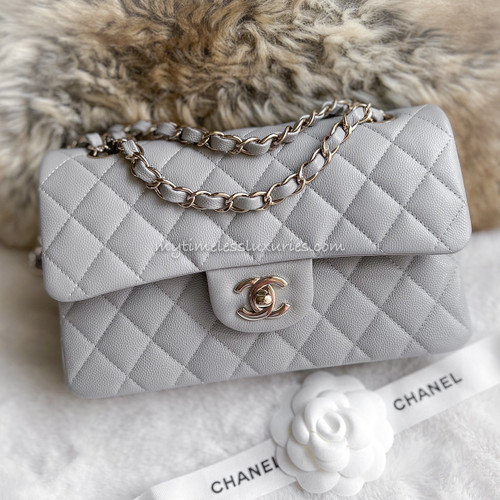 Chanel Small Classic Flap Grey GHW