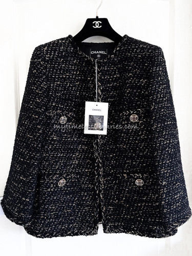 CHANEL 22S Runway Tweed Jacket Black Multicolour 38 *New - Timeless Luxuries