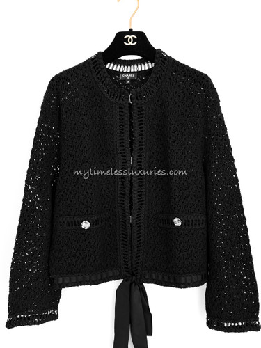 CHANEL 20P Knit Cardigan Camélia Buttons 34 FR