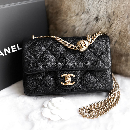 Chanel Sweetheart Mini Flap Pink Caviar Leather with Brushed Gold