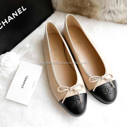 Chanel Womens Ballerina Flat Cream / Black EU 35 / UK 2 – Luxe Collective