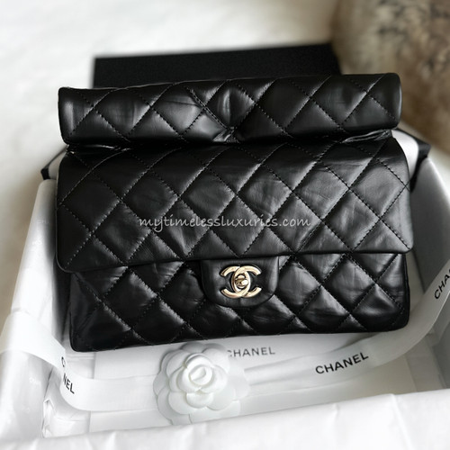 Chanel Mini Top Handle Vanity With Chain Black Lambskin Gold