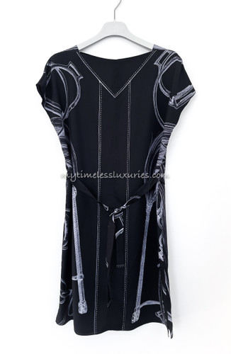 HERMES 'Projets Carres Au Crayon' Belted Tunic/ Mini Dress 36