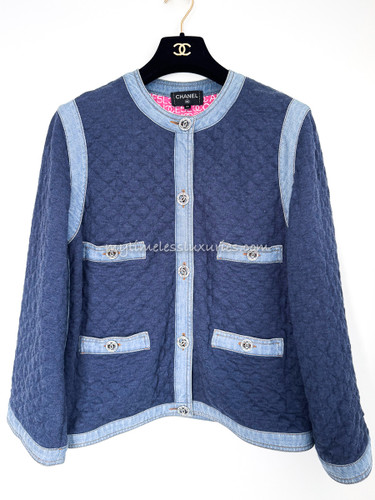 CHANEL 20P Denim Jacket CC Buttons 38