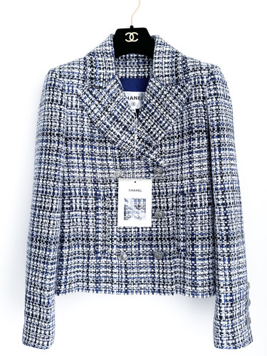 CHANEL 20P Tweed Jacket 34 Blue/ White *New