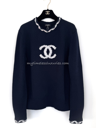 CHANEL 21P Cashmere CC Sweater 38