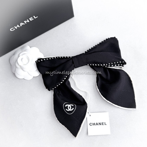 CHANEL 23K CC Logo Bow Hair Barrette *New