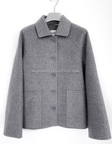 HERMES Cashmere Jacket 34 Gris Crayon