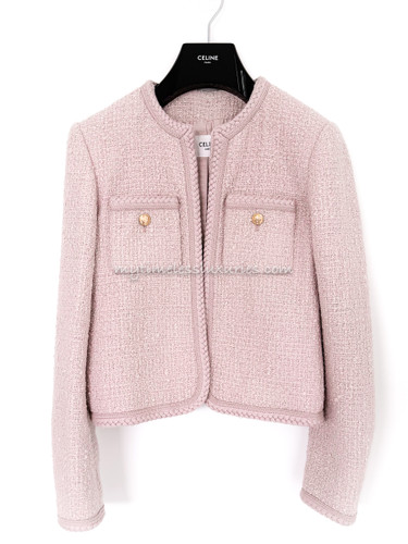 CELINE Tweed Jacket Blush Pink *New