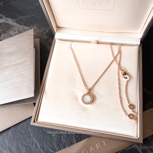 BVLGARI Bvlgari Double Sided Necklace MOP/ Onyx/ Diamonds/ RG