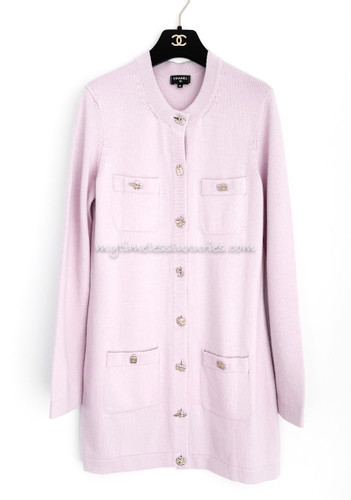CHANEL 22B Lucky Charms Dress/ Cardigan 38 Lt Pink