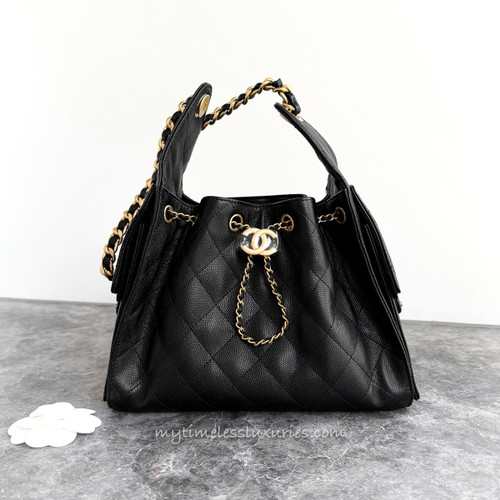 CHANEL 2025 Small 25 Black Caviar GHW Bag *New