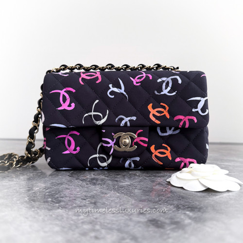 CHANEL 24S Multicolor CC Jersey Mini Flap Bag LGHW *New