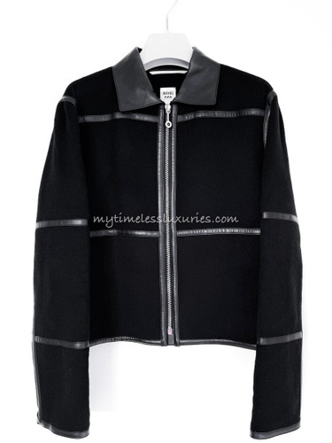 HERMES Tatersale Jacket Cashmere/ Lambskin 40 Noir