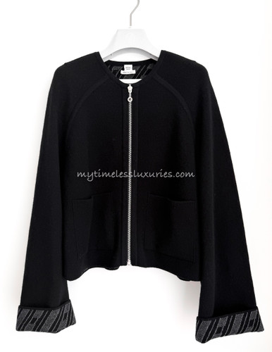 HERMES Reversible Knit Jacket Noir 38