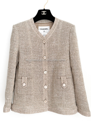 CHANEL 16C Paris-Seoul Beige Pearly Tweed Jacket