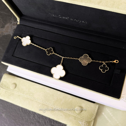 VAN CLEEF & ARPELS  Magic Alhambra Bracelet  White/ Grey MOP/ Onx/ YG
