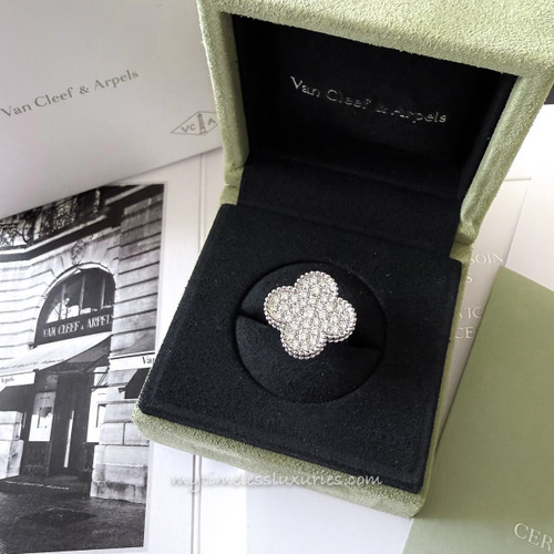VAN CLEEF & ARPELS Magic Alhambra Ring Pave Diamonds WG 50