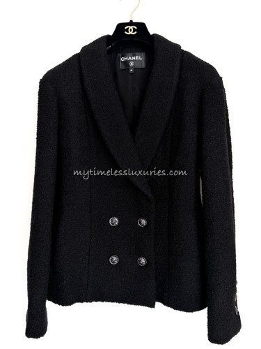 CHANEL 22B Black Tweed Blazer Jacket 36