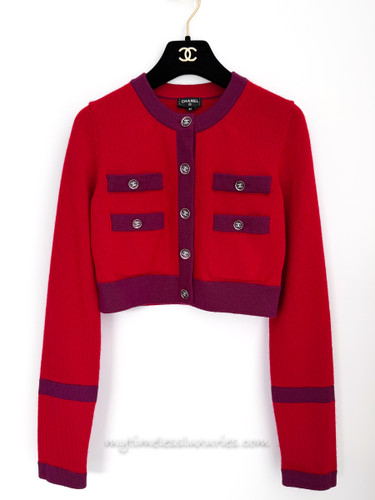 CHANEL 23B Two Tone Cropped Cashmere Cardigan 34
