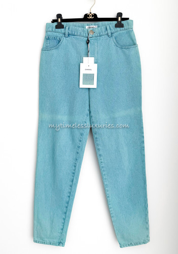 CHANEL 21S Straight Leg Jeans CC Pockets 40 *New