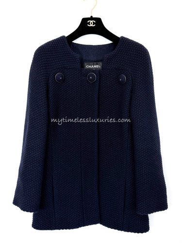 CHANEL 15B Navy Tweed Jacket 38
