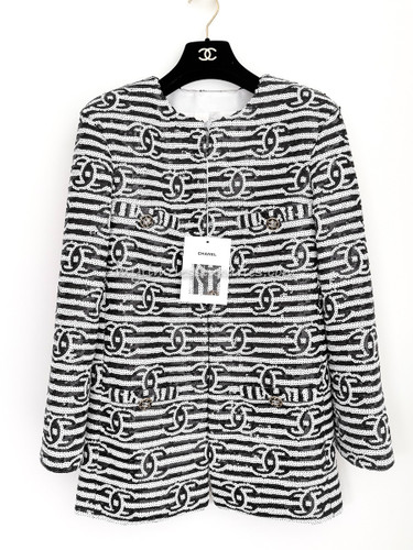 CHANEL 22S Runway CC Logo Sequin Jacket *New