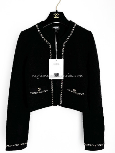 CHANEL 23B Chain Embellished Cardi Jacket 40 *New
