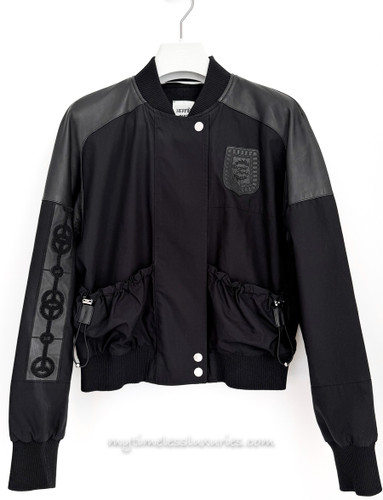 HERMES Cliquetis Embroidered Cotton & Lambskin Bomber Jacket 34