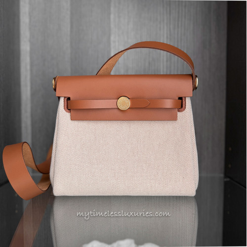 HERMES Mini Herbag Zip 20 Ecru/ Beige/ Fauve *New