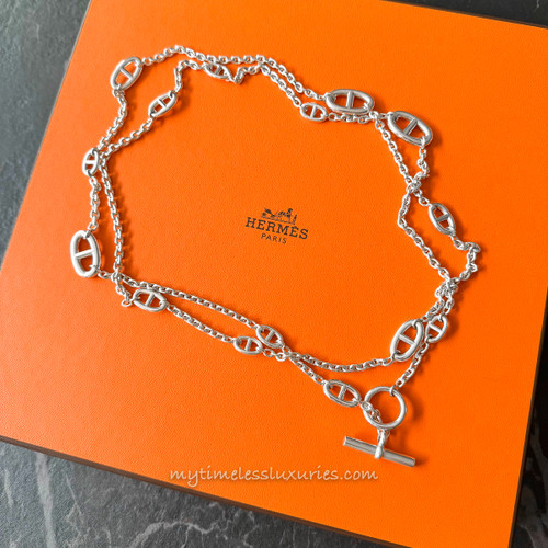 HERMES Farandole 120 Long Necklace Sterling Silver