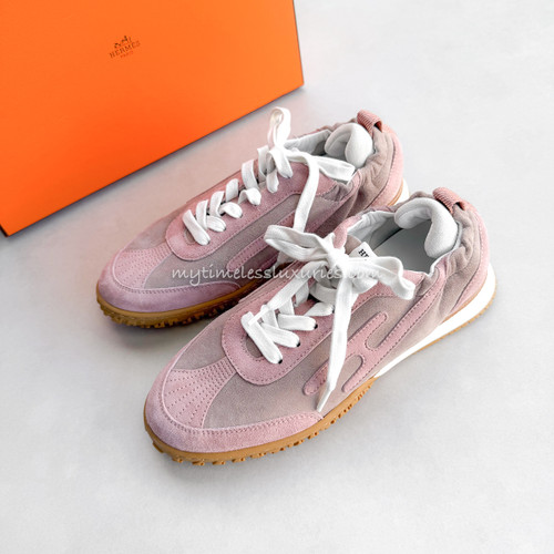 HERMES Jet Sneaker Rose Cancan/ Rose Aquarelle 35.5 *New