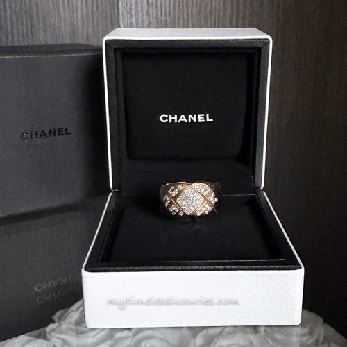 CHANEL Coco Crush Ring Large 18K Beige Gold/ Diamonds 50