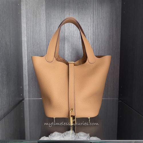 HERMES Picotin 18 Biscuit Clemence GHW W