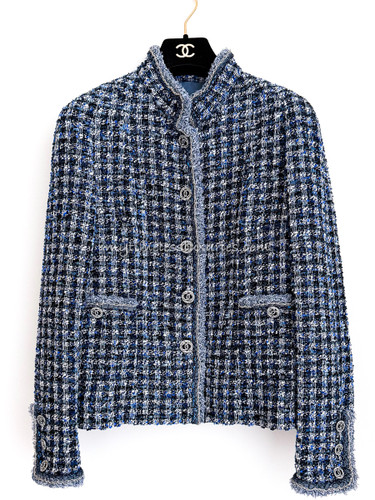 CHANEL 20P Blue Fantasy Tweed Jacket 36