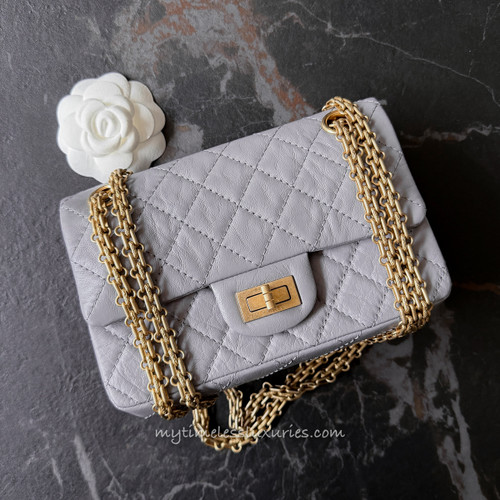 CHANEL Grey Aged Calf Mini 2.55 Reissue *New