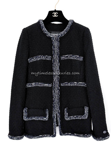 CHANEL 17A Metiers d'Art Black Tweed Jacket 36