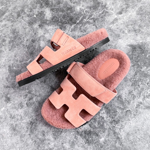 HERMES Teddy Chypre Sandals Rose Aube 35.5 *New