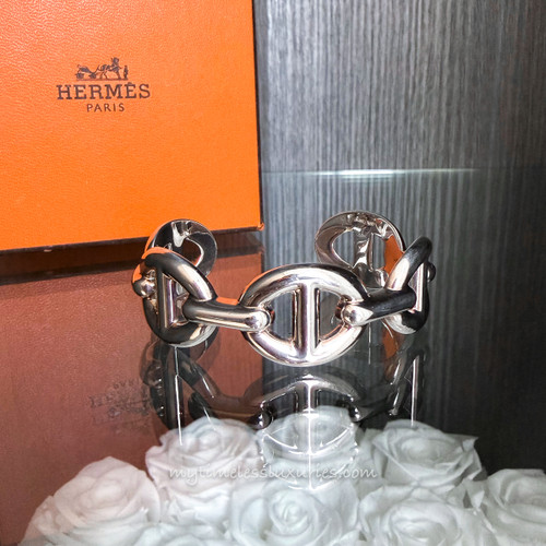 HERMES Chaine d'Ancre Enchainee Large Sterling Silver Bracelet SH