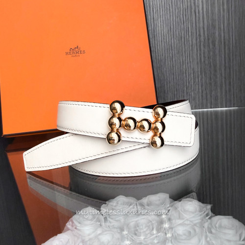 HERMES H Bubble Reversible Belt Nata/ Noir 75